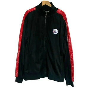 Vintage Zipway NBA XL PHILADELPHIA FLYERS performance black red sweat jacket Y2K